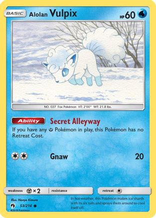 Alolan Vulpix 53/214 - SM  Lost Thunder Reverse Holofoil - Poke-Collect