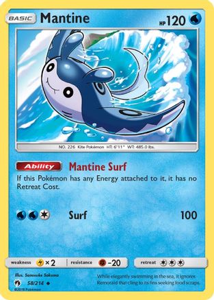 Mantine 58/214 - SM  Lost Thunder Reverse Holofoil - Poke-Collect