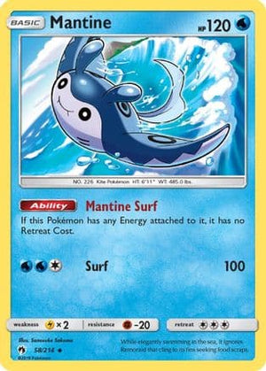 Mantine 58/214 - Lost Thunder Reverse Holofoil - Poke-Collect