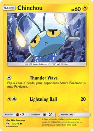 Chinchou 73/214 - SM  Lost Thunder Reverse Holofoil - Poke-Collect