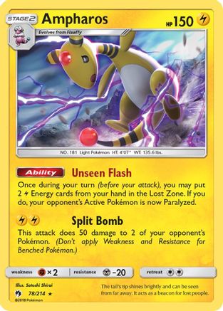 Ampharos 78/214 - SM  Lost Thunder Reverse Holofoil - Poke-Collect