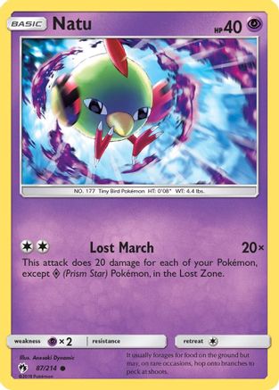 Natu 87/214 - SM  Lost Thunder Reverse Holofoil - Poke-Collect