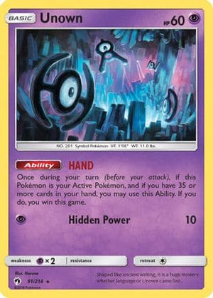 Unown 91/214 - Lost Thunder Reverse Holofoil