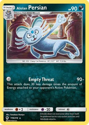 Alolan Persian 119/214 - Lost Thunder Reverse Holofoil