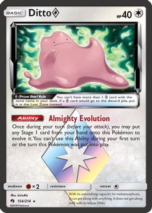 Ditto Prism Star 154/214 - SM  Lost Thunder Holofoil - Poke-Collect
