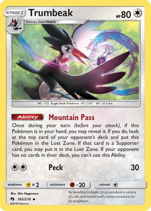 Trumbeak 165/214 - Lost Thunder Reverse Holofoil - Poke-Collect