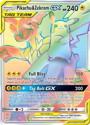 Pikachu & Zekrom GX (Secret) 184/181 - SM  Team Up Holofoil - Poke-Collect