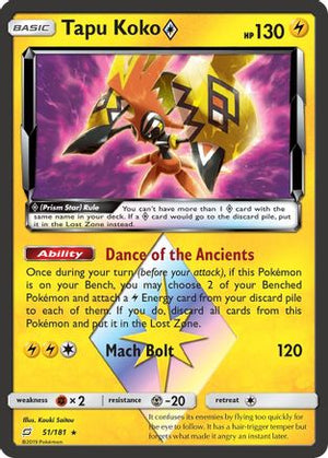 Tapu Koko ◇ 51/181 - Team Up Holofoil - Poke-Collect
