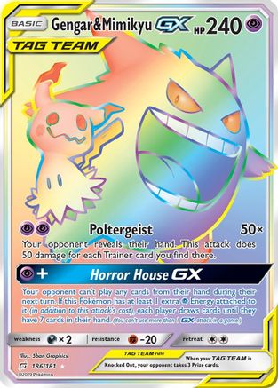 Gengar & Mimikyu GX (Secret) 186/181 - SM  Team Up Holofoil