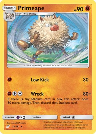 Primeape 72/181 - SM  Team Up Reverse Holofoil - Poke-Collect