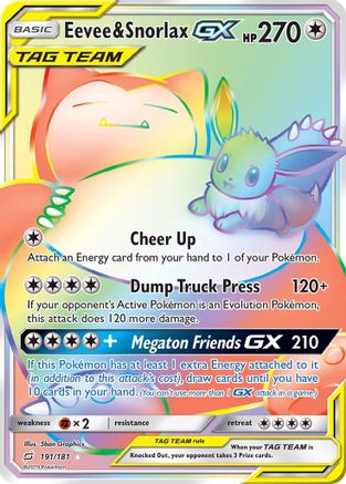 Eevee & Snorlax GX (Secret) 191/181 - SM  Team Up Holofoil - Poke-Collect