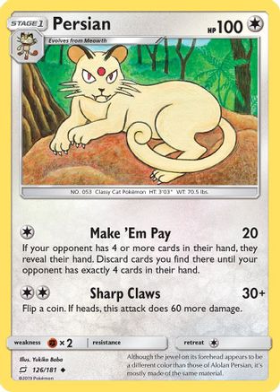 Persian 126/181 - SM  Team Up Reverse Holofoil - Poke-Collect