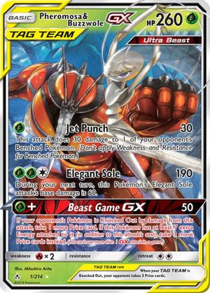 Pheromosa & Buzzwole-GX 1/214 - Unbroken Bonds Holofoil - Poke-Collect