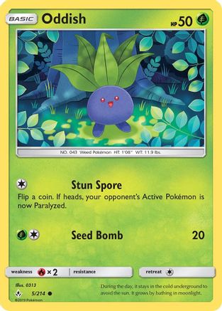 Oddish (5) 5/214 - SM  Unbroken Bonds Reverse Holofoil - Poke-Collect