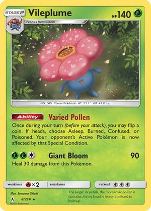 Vileplume 8/214 - Unbroken Bonds Reverse Holofoil - Poke-Collect