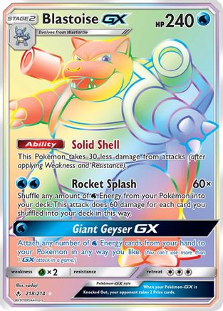 Blastoise GX (Secret) 218/214 - SM  Unbroken Bonds Holofoil - Poke-Collect