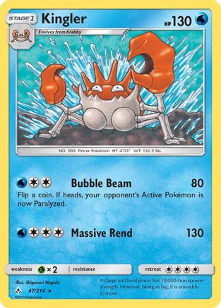 Kingler 47/214 - SM  Unbroken Bonds - Poke-Collect