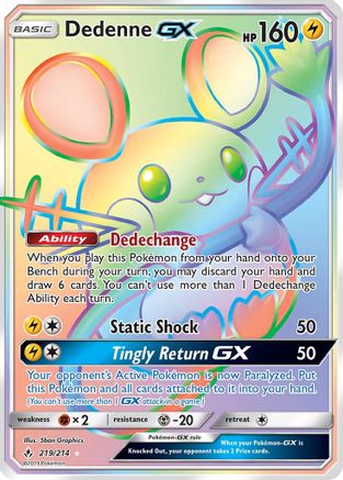 Dedenne GX (Secret) 219/214 - SM  Unbroken Bonds Holofoil - Poke-Collect
