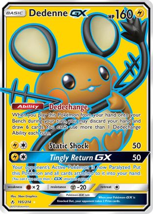 Dedenne GX (Full Art) 195/214 - SM  Unbroken Bonds Holofoil - Poke-Collect