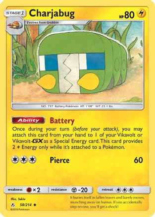 Charjabug 58/214 - SM  Unbroken Bonds Reverse Holofoil - Poke-Collect