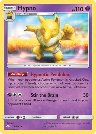 Hypno 72/214 - SM  Unbroken Bonds Reverse Holofoil - Poke-Collect