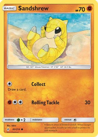 Sandshrew 83/214 - SM  Unbroken Bonds - Poke-Collect