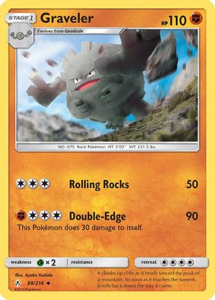 Graveler 88/214 - SM  Unbroken Bonds Reverse Holofoil - Poke-Collect