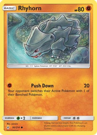 Rhyhorn (92) 92/214 - SM  Unbroken Bonds - Poke-Collect