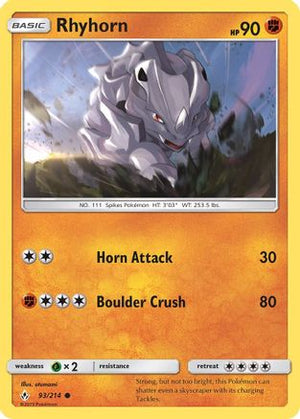 Rhyhorn 93/214 - Unbroken Bonds - Poke-Collect