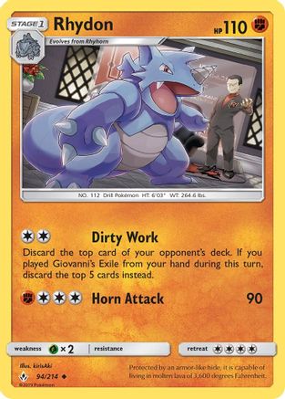 Rhydon 94/214 - SM  Unbroken Bonds - Poke-Collect