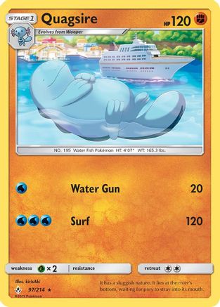 Quagsire 97/214 - SM  Unbroken Bonds Reverse Holofoil - Poke-Collect