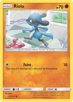 Riolu 102/214 - Unbroken Bonds Reverse Holofoil - Poke-Collect