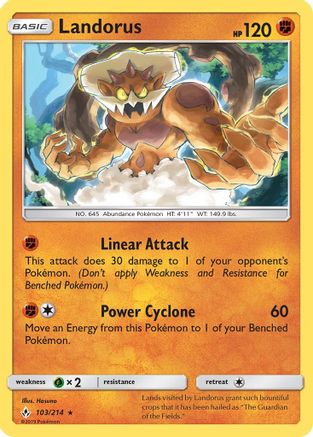 Landorus 103/214 - SM  Unbroken Bonds Reverse Holofoil - Poke-Collect
