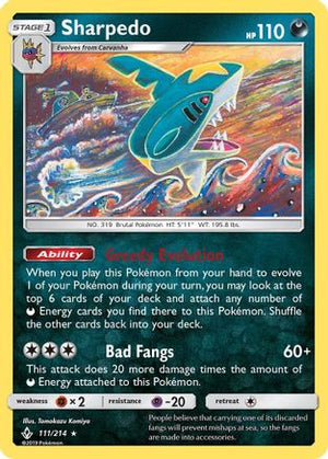 Sharpedo 111/214 - Unbroken Bonds Reverse Holofoil - Poke-Collect