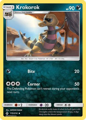 Krokorok 115/214 - SM  Unbroken Bonds Reverse Holofoil - Poke-Collect