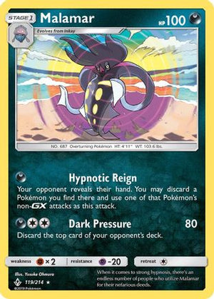 Malamar 119/214 - Unbroken Bonds Reverse Holofoil - Poke-Collect
