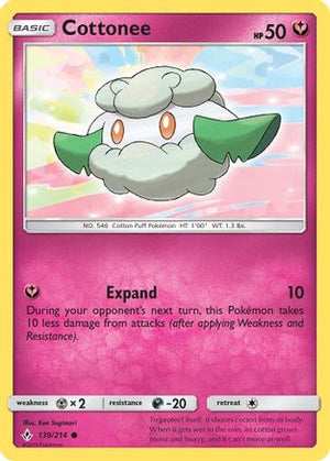 Cottonee 139/214 - SM  Unbroken Bonds Reverse Holofoil - Poke-Collect