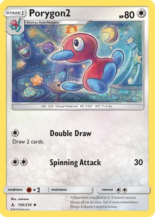 Porygon2 156/214 - Unbroken Bonds Reverse Holofoil - Poke-Collect