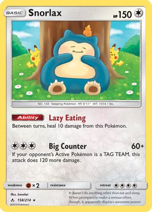 Snorlax 158/214 - Unbroken Bonds Holofoil - Poke-Collect