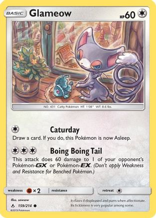 Glameow 159/214 - SM  Unbroken Bonds Reverse Holofoil - Poke-Collect