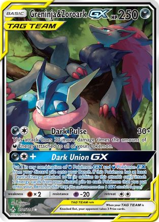 Greninja & Zoroark-GX 201/214 - Unbroken Bonds Holofoil - Poke-Collect