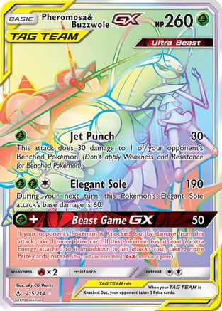 Pheromosa & Buzzwole GX (Secret) 215/214 - SM  Unbroken Bonds Holofoil - Poke-Collect