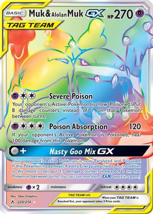 Muk & Alolan Muk-GX 220/214 - Unbroken Bonds Holofoil - Poke-Collect