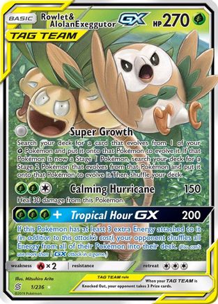 Rowlet & Alolan Exeggutor-GX 1/236 - Unified Minds Holofoil - Poke-Collect