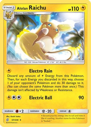 Alolan Raichu 57/236 - SM  Unified Minds Holofoil - Poke-Collect