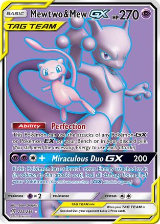 Mewtwo & Mew GX (Full Art) 222/236 - SM  Unified Minds Holofoil - Poke-Collect