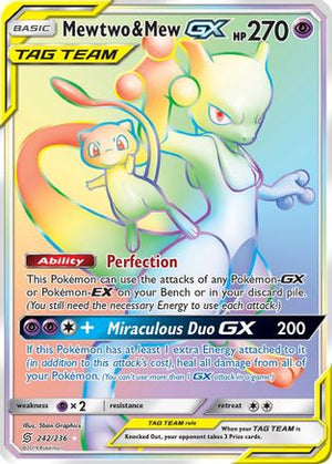 Mewtwo & Mew GX (Secret) 242/236 - SM  Unified Minds Holofoil