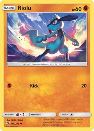 Riolu (116) 116/236 - SM  Unified Minds Reverse Holofoil - Poke-Collect
