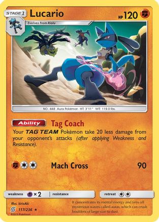 Lucario 117/236 - SM  Unified Minds Reverse Holofoil - Poke-Collect