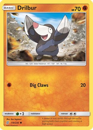 Drilbur 118/236 - SM  Unified Minds Reverse Holofoil - Poke-Collect